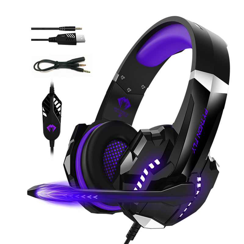 PYTHON FLY G9000Pro PYTHON FLY G9000Pro LED Lighting Gaming Headset E-sports 3.5mm USB Wired Headphone PYTHON FLY G9000Pro PYTHON FLY G9000Pro LED Lighting Gaming Headset E-sports 3.5mm USB Wired Headphone